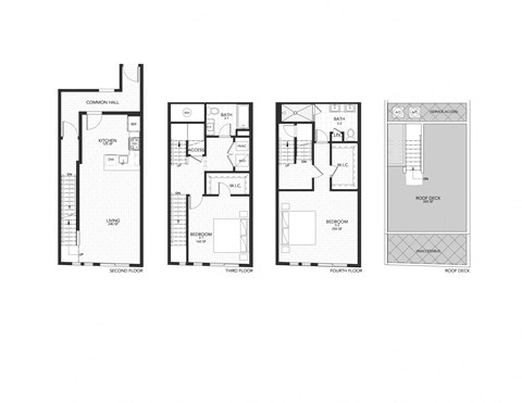 Floor plan for 2 beds, 2 baths, 1504 sqft